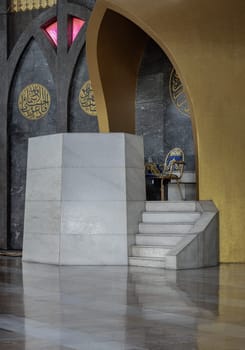 Architecture design inside the Foundation of the Central Mosque and Islamic Center of Thailand. Detail of interior building built for Islamic Affairs are designed with elegant.