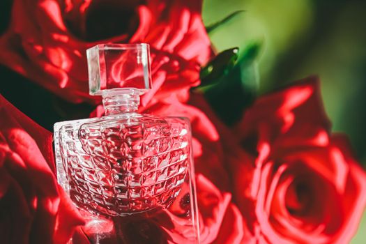 Floral fragrance and flowers, perfumery as luxury gift, beauty flatlay background and cosmetic product ad