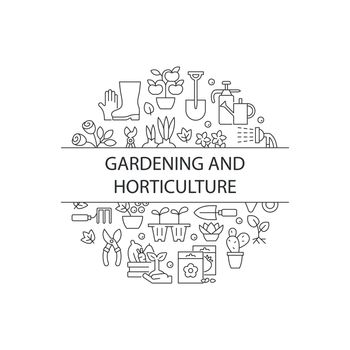 Gardening abstract linear concept layout with headline