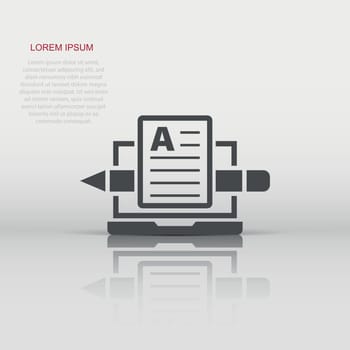 Blogging icon in flat style. Social media communication vector illustration on white isolated background. Content business concept.