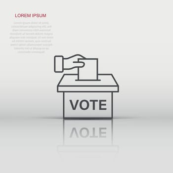 Vote icon in flat style. Ballot box vector illustration on white isolated background. Election business concept.