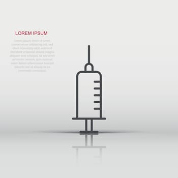 Syringe icon in flat style. Inject needle vector illustration on white isolated background. Drug dose business concept.