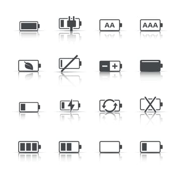 Battery charge icon set in flat style. Power level vector illustration on white isolated background. Lithium accumulator business concept.