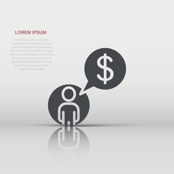 People with money icon in flat style. Investor vector illustration on white isolated background. Businessman business concept.