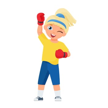 Little girl with boxing gloves