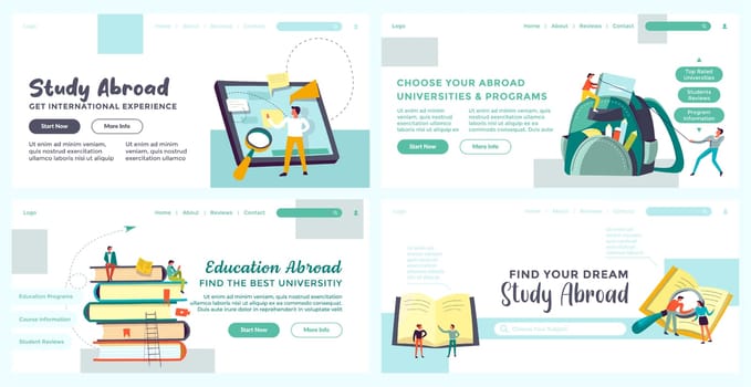 Landing page set for education adroad advertising