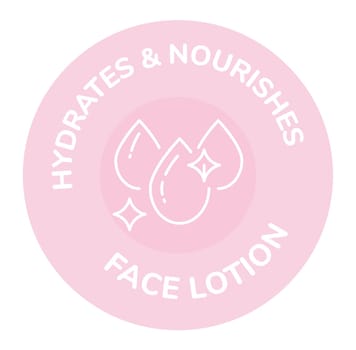 Hydrates and nourishes, face lotion label logo
