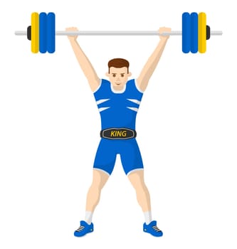 Bodybuilder, weightlifting male character vector