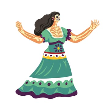 Mexican dancer in dress, folk dancing tradition