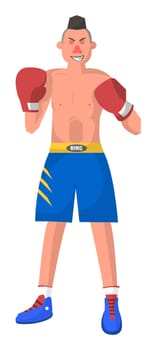 Boxer in sportswear, shorts and protective gloves