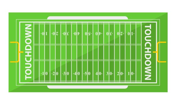 American football or rugby field with touchdown