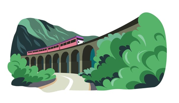 Tourism and traveling by train, mountains tunnel