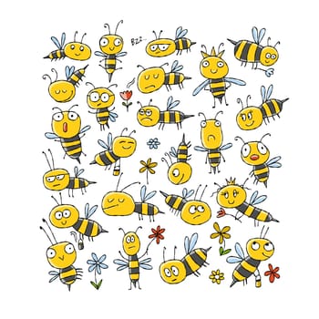 Funny Bees family. Beehive for your design