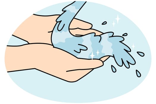 Person hands with clean water