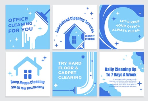 Social media web post set for cleaning company