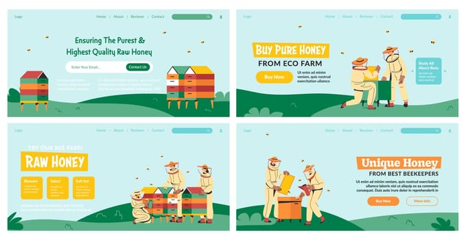 Landing page set with raw honey selling offer