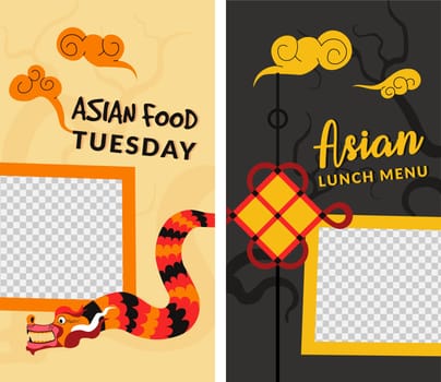 Asian food Tuesday, lunch menu, promo banners