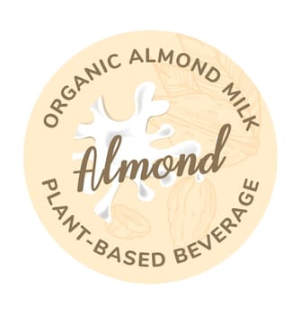 Organic almond milk plant based beverage emblem