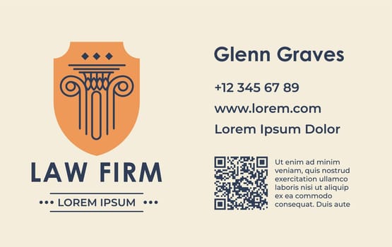 Legal advise or law firm business card vector