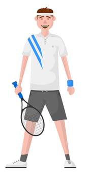 Tennis player with raquete, sportsman in uniform
