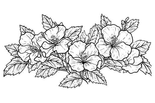 Hibiscus flower hand drawn ink sketch. Engraved style vector illustration.