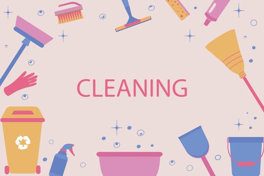 Background of cleaning equipment. Vector