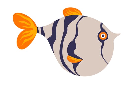 Aquatic species, tropical fish with stripes vector