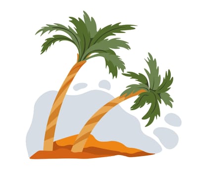 Palms on beach, tropical vegetation exotic trees