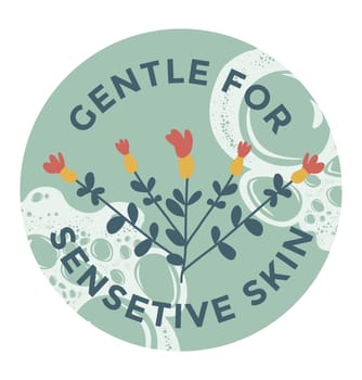 Gentle for sensitive skin, detergent label vector