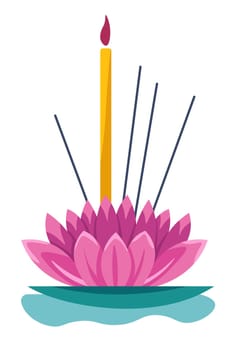 Aromatic sticks and lotus holder accessory vector