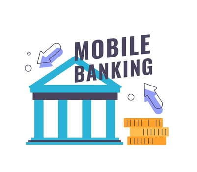 Mobile banking, easy access to account management, ability to make transfers and payments. Manage your finances online 24 hours day. Cashback reward programs for users. Vector in flat styles