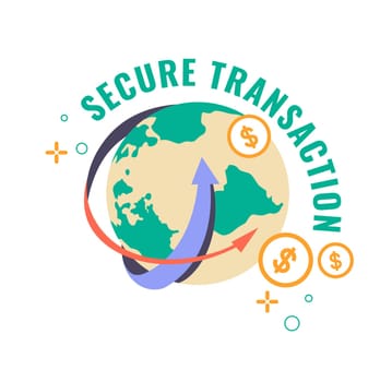 Trusted and secure payment transactions, gateways to protect information. Strong authentication methods and encryption, access controls. Protocols establishing fasten connections. Vector in flat style