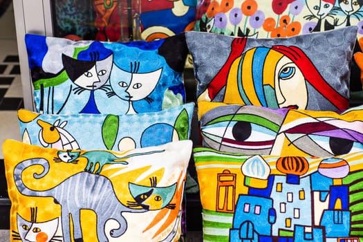 oriental cushions. National textile bazaar in Istanbul