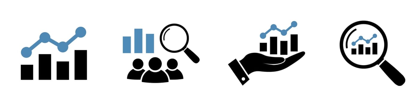 Business analysis icon set. Marketing research.