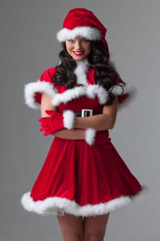 Girl wearing santa claus clothes