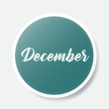 December green round sticker on white background, vector illustration.