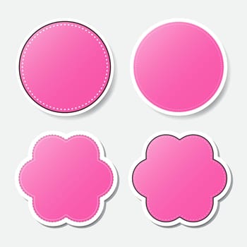 Set of pink empty circle sticker, vector illustration EPS10