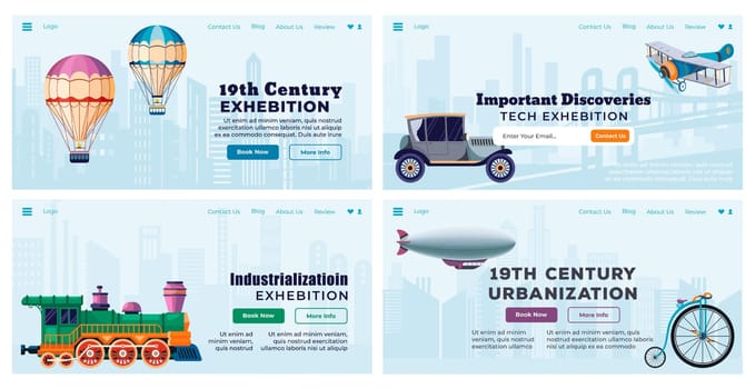 Web banner design set with urbanization exhibition