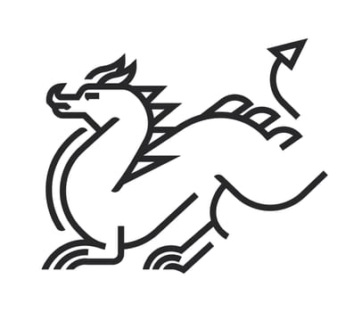 Abstract dragon creature, reptile with tail vector