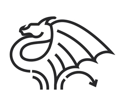 Dragon logotype or tattoo, mythological creature