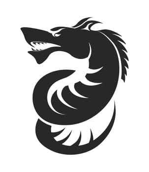 Roaring dragon silhouette, mythological creature