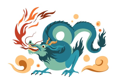 Reptile dragon creature, Chinese mythology vector