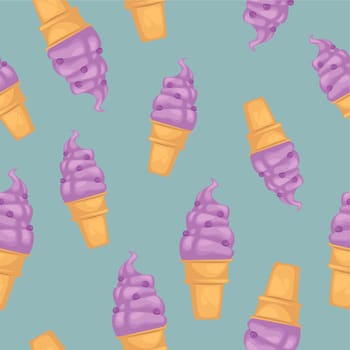 Ice cream cones with sprinkles seamless pattern