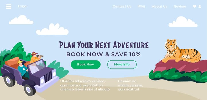 Plan your next adventure, safari internet page