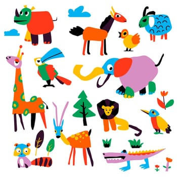 Animal characters and personages drawn by kid