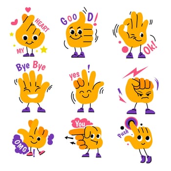 Characters with positive expressions, hand gesture