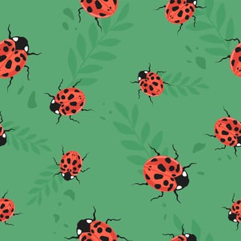 Ladybug or lady beetle seamless pattern print