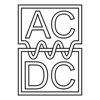 Icon converting AC to DC, power supply transformer logo ACDC