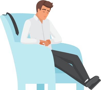 Office employee man sleeping in armchair