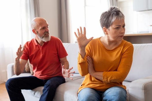 Relationship Problems. Portrait Of Senior Spouses Arguing At Home